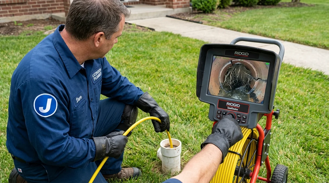 Sewer camera inspection being performed by Johns Plumbing LLC in Bloomfield